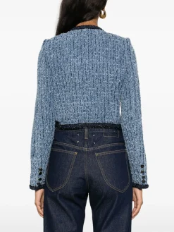 SELF-PORTRAIT Giacche<GIACCA TEXTURED DENIM Azzurro, Blu