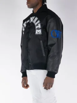 OFF-WHITE Giacche<GIACCA VARSITY OVERSIZE BASEBALL Bianco, Blu, Nero