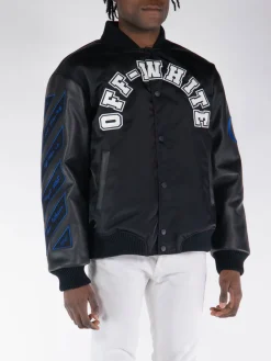 OFF-WHITE Giacche<GIACCA VARSITY OVERSIZE BASEBALL Bianco, Blu, Nero