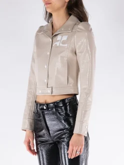 COURREGES Giacche<GIACCA VINILE REEDITION Beige, Bianco