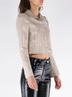 COURREGES Giacche<GIACCA VINILE REEDITION Beige, Bianco