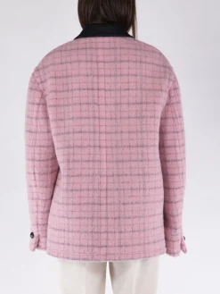 ETRO Giacche<GIACCONE CHECK CON RICAMI Rosa