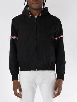 THOM BROWNE Giacche<GIUBBOTTO ARMBAND HOODED Bianco, Nero, Rosso