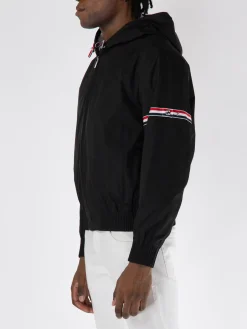 THOM BROWNE Giacche<GIUBBOTTO ARMBAND HOODED Bianco, Nero, Rosso