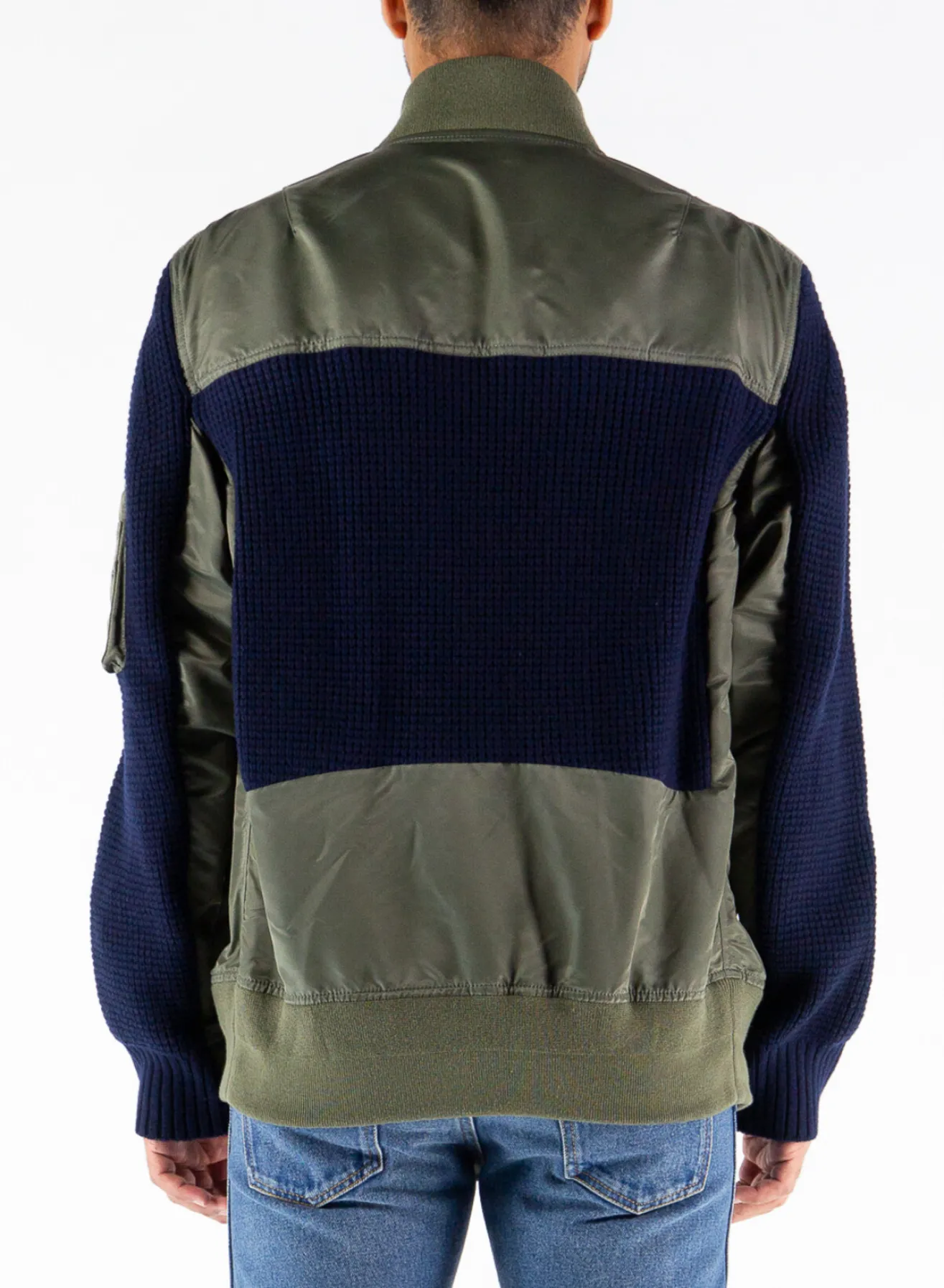 Giacche<GIUBBOTTO NYLON TWILL X KNIT BLOUSON Blu, Verde