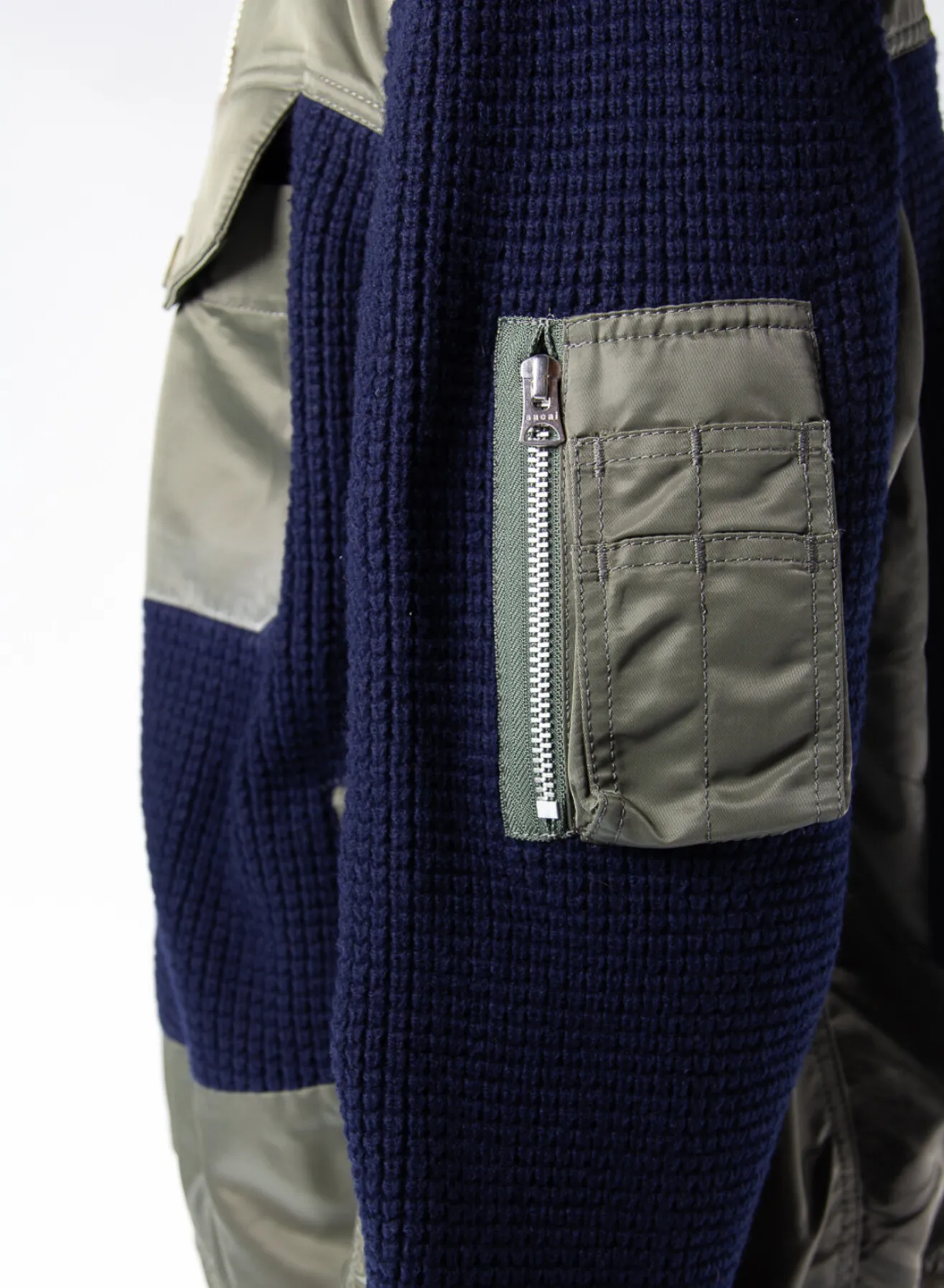 Giacche<GIUBBOTTO NYLON TWILL X KNIT BLOUSON Blu, Verde