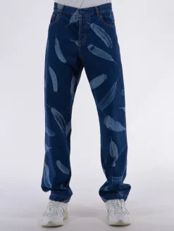 MARCELO BURLON Jeans<JEANS AOP WIND FEATHERS Blu