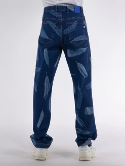 MARCELO BURLON Jeans<JEANS AOP WIND FEATHERS Blu