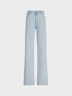 ETRO Jeans<JEANS BAGGY CON RICAMO Azzurro