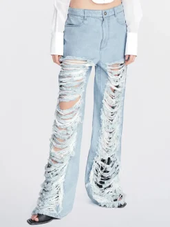 DION LEE Jeans<JEANS CLASSIC IN DENIM FRAYED Azzurro