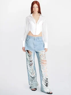 DION LEE Jeans<JEANS CLASSIC IN DENIM FRAYED Azzurro