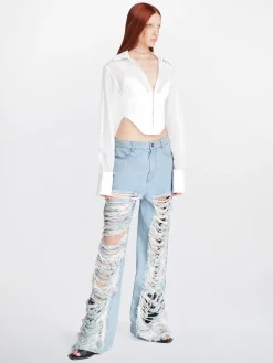DION LEE Jeans<JEANS CLASSIC IN DENIM FRAYED Azzurro