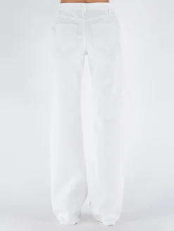 Jeans<JEANS COMPACT DENIM WIDE LEG PANTS Bianco