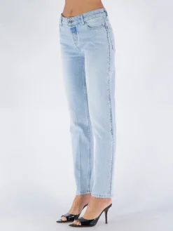 ALEXANDRE VAUTHIER Jeans<JEANS CRYSTALLIZED LOW WAIST Azzurro