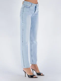 ALEXANDRE VAUTHIER Jeans<JEANS CRYSTALLIZED LOW WAIST Azzurro