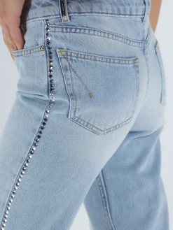 ALEXANDRE VAUTHIER Jeans<JEANS CRYSTALLIZED LOW WAIST Azzurro