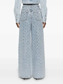 SELF-PORTRAIT Jeans<JEANS DENIM SQUARE RHINESTONE Azzurro, Grigio