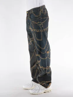 ARIES Jeans<JEANS DESTROYED CHAIN BATTER Blu, Marrone