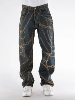 ARIES Jeans<JEANS DESTROYED CHAIN BATTER Blu, Marrone