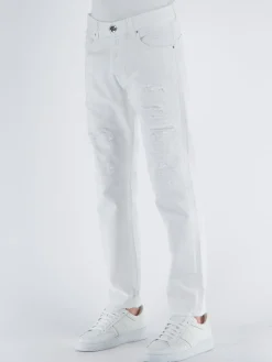 Jeans<JEANS DESTROYED IN DENIM Bianco