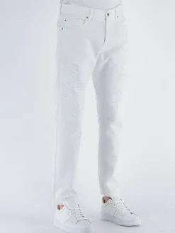 Jeans<JEANS DESTROYED IN DENIM Bianco