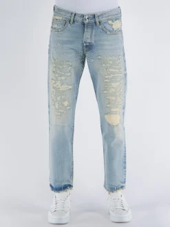 DESMORE Jeans<JEANS DESTROYED LIGHT DENIM Azzurro, Giallo, Verde