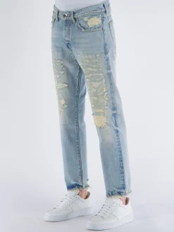 DESMORE Jeans<JEANS DESTROYED LIGHT DENIM Azzurro, Giallo, Verde