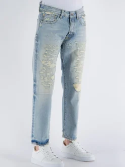DESMORE Jeans<JEANS DESTROYED LIGHT DENIM Azzurro, Giallo, Verde