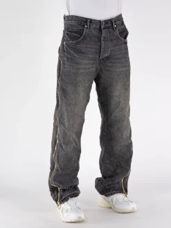 PURPLE BRAND Jeans<JEANS FULL SIDE ZIP Grigio