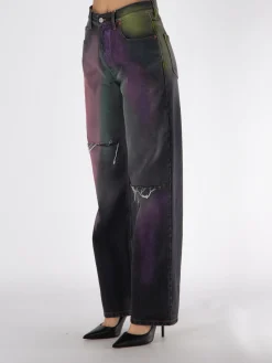 MM6 MAISON MARGIELA Jeans<JEANS IN DENIM CON STRAPPI Nero, Rosa, Verde, Viola