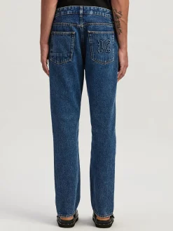 PALM ANGELS Jeans<JEANS MONOGRAM STRAIGHT Blu