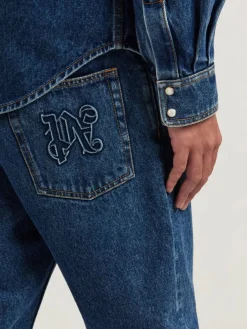 PALM ANGELS Jeans<JEANS MONOGRAM STRAIGHT Blu