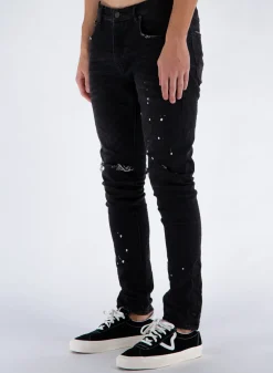 PURPLE DENIM Jeans<JEANS P001 BLACK OVER SPRAY Nero