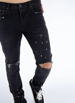 PURPLE DENIM Jeans<JEANS P001 BLACK OVER SPRAY Nero