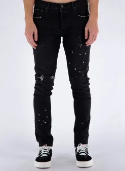 PURPLE DENIM Jeans<JEANS P001 BLACK OVER SPRAY Nero