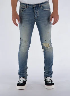 PURPLE DENIM Jeans<JEANS P001 WORN Azzurro, Grigio
