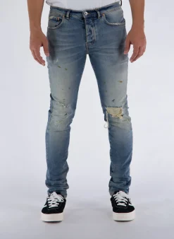 PURPLE DENIM Jeans<JEANS P001 WORN Azzurro, Grigio