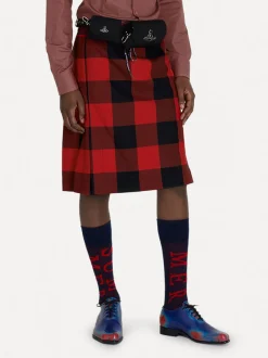 VIVIENNE WESTWOOD Pantaloni<KILT CHECK Nero, Rosso