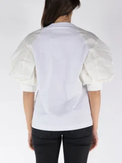 SACAI T-Shirt<MAGLIA IN NYLON TWILL COTTON Bianco