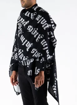 Giacche<MANTELLA LOGO KNITTED CAPE Bianco, Nero