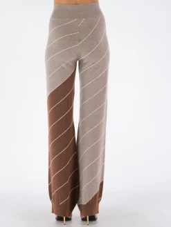 STELLA MCCARTNEY Pantaloni<PANTALONE A RIGHE VARIEGATE Bianco, Grigio, Marrone
