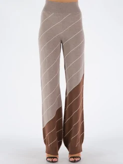 STELLA MCCARTNEY Pantaloni<PANTALONE A RIGHE VARIEGATE Bianco, Grigio, Marrone