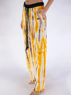 WALES BONNER Pantaloni<PANTALONE AIR JERSEY Giallo, Marrone, Nero