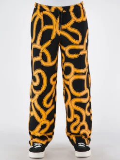 MARCELO BURLON Pantaloni<PANTALONE ALL OVER SNAKES TRACK Giallo, Nero