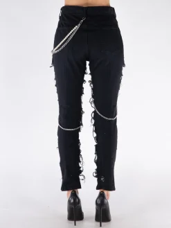 JUNYA WATANABE Pantaloni<PANTALONE DESTROYED CHAIN Nero