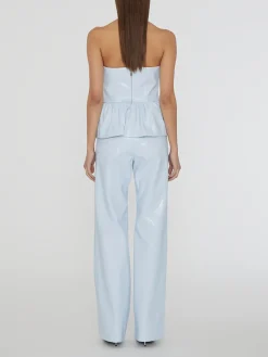 ROTATE BIRGER CHRISTENSEN Pantaloni<PANTALONE EMBOSSED HIGH RISE Azzurro