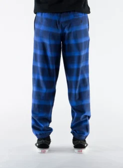 MARCELO BURLON Pantaloni<PANTALONE FLANEL CHECK JOGGING ZIP Blu