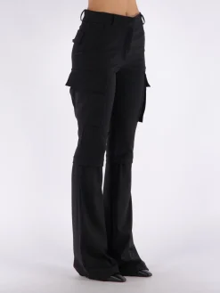 ANDREADAMO Pantaloni<PANTALONE FLANNEL MULTIPOCKETS FLARE Nero
