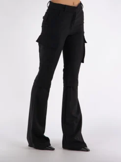 ANDREADAMO Pantaloni<PANTALONE FLANNEL MULTIPOCKETS FLARE Nero