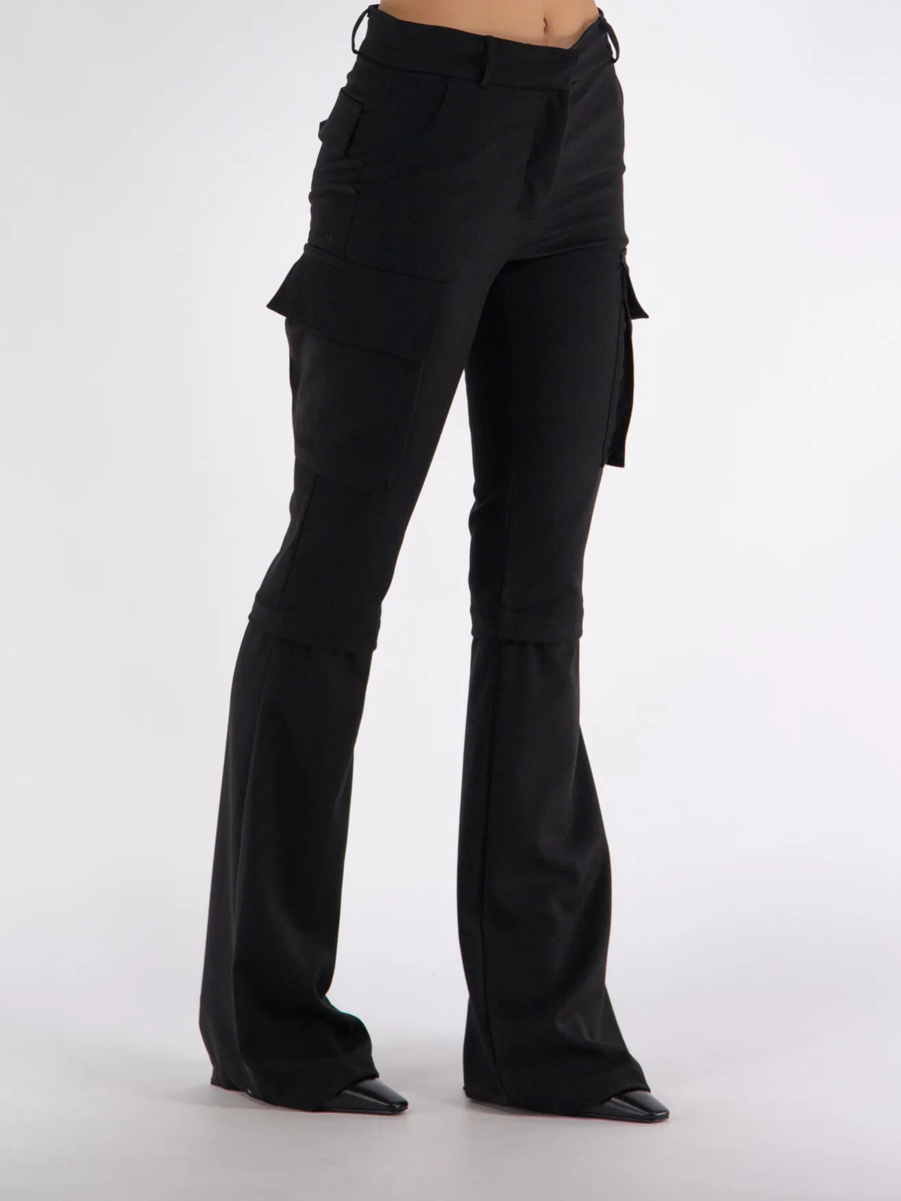 ANDREADAMO Pantaloni<PANTALONE FLANNEL MULTIPOCKETS FLARE Nero